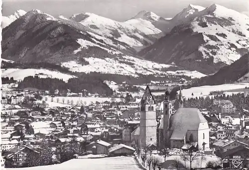 3337 - Österreich - Tirol , Kitzbühel mit Kitzbüheler Alpen , Panorama - gelaufen 1962