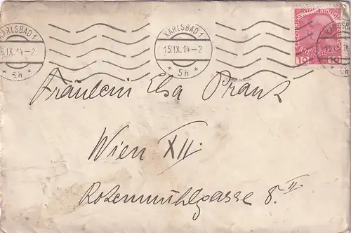3343 - Österreich - Brief leer , Karlsbad 1 - Wien -  1914