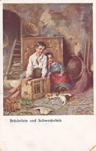 3417 -  - Brüderlein und Schwesterlein , signiert - gelaufen 1920