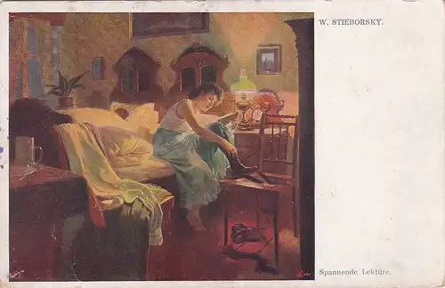 3462 -  - W. Stieborsky , Spannende Lektüre , Feldpost - gelaufen 1918