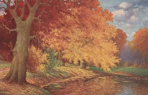 3507 -  - W. Hoy , Herbststimmung , Autumnal day , En automne , Paesaggio d'autummo , Malerei , Gemälde auf Karte  - nicht gelaufen