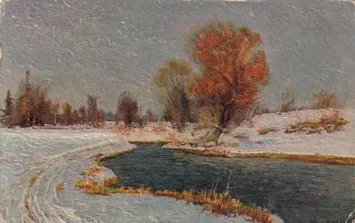 3508 -  - Hans Klatt , Ein Wintertag , Malerei , Gemälde auf Karte  - nicht gelaufen