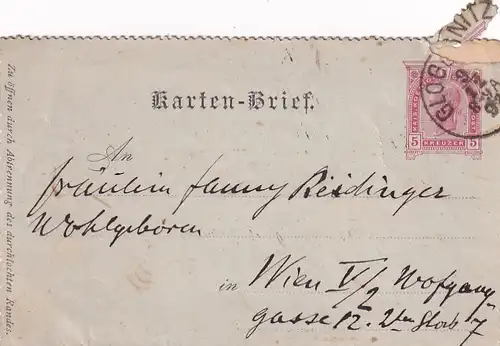 3537 - Österreich - Kartenbrief , Gloggnitz - Wien v. 1893