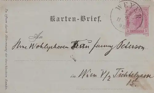 3538 - Österreich - Kartenbrief , Weyer - Wien v. 1898