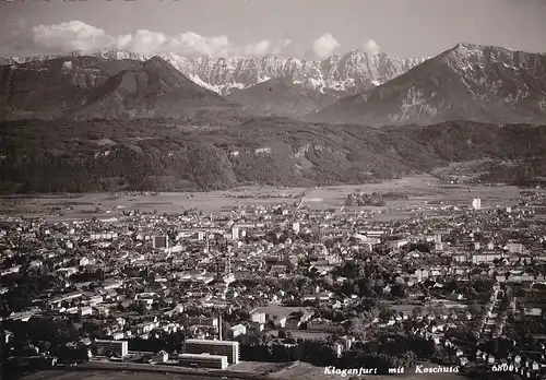 3544 - Österreich - Kärnten , Klagenfurt mit Koschuta , Koschutta , Panorama  - gelaufen