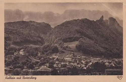 3553 - Österreich - Salzburg , Hallein mit Untersberg - gelaufen 1947