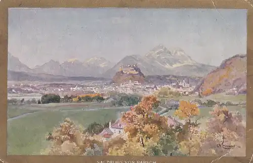 3560 - Österreich - Salzburg von Parsch , Künstlerkarte signiert - gelaufen 1906