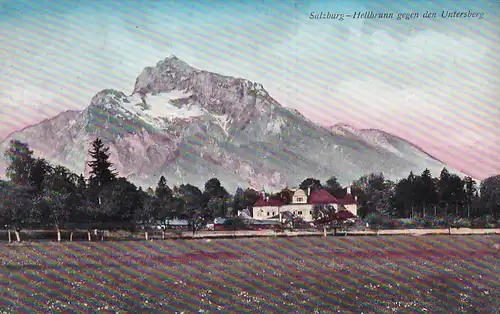 3563 - Österreich - Salzburg , Hellbrunn gegen den Untersberg v. 1913 - gelaufen 1919