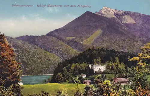 3565 - Österreich - Salzburg , Schloß Hüttenstein mit dem Schafberg , Salzkammergut - gelaufen 1912