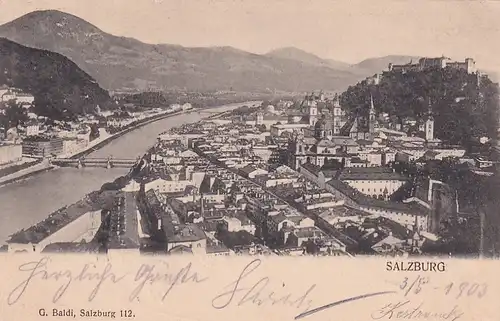3572 - Österreich - Salzburg , Panorama - gelaufen 1903