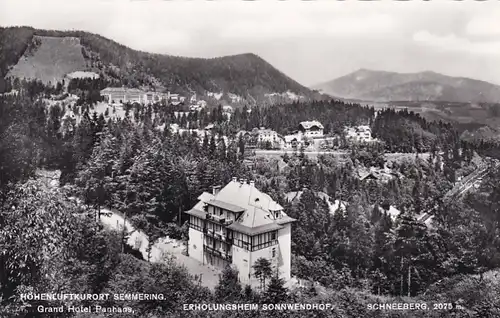 3590 - Österreich - Niederösterreich , Semmering , Erholungsheim Sonnwendhof , Panhans , Schneeberg - gelaufen 1973