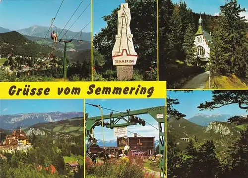 3602 - Österreich - Niederösterreich , Semmering , Sessellift Hirschenkogel , Lichtensteinhaus Polleroswand , Mehrbildkarte - gelaufen 1975