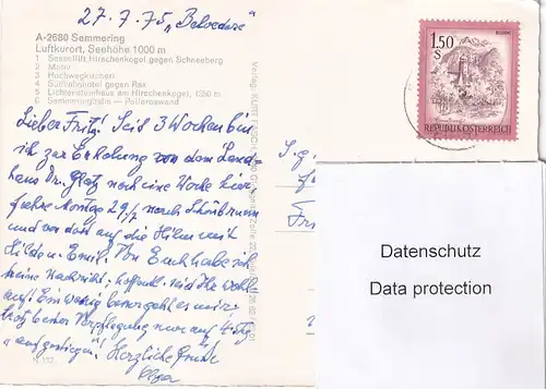 3602 - Österreich - Niederösterreich , Semmering , Sessellift Hirschenkogel , Lichtensteinhaus Polleroswand , Mehrbildkarte - gelaufen 1975