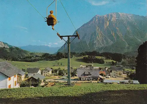 3612 - Österreich - Steiermark , Tauplitz gegen Grimming, steirisches Salzkammergut , Sessellift - gelaufen 1976