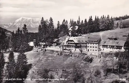3620 - Österreich - Steiermark , Blick auf die hohe Veitsch , Alpen Gasthof Bruggraber Alpl bei Krieglach - gelaufen 1969