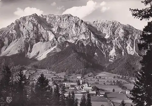 3635 - Österreich - Steiermark , Ramsau , Dachstein mit Schleichenspitze - gelaufen 1955