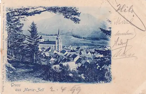 3639 - Österreich - Steiermark , Gruss aus Maria Zell , Mariazell - gelaufen 1899