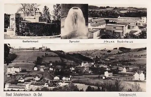 3647 - Österreich - Oberösterreich , Bad Schallerbach , Quellentempel , Neues Badehaus , Sprudel - gelaufen 1956