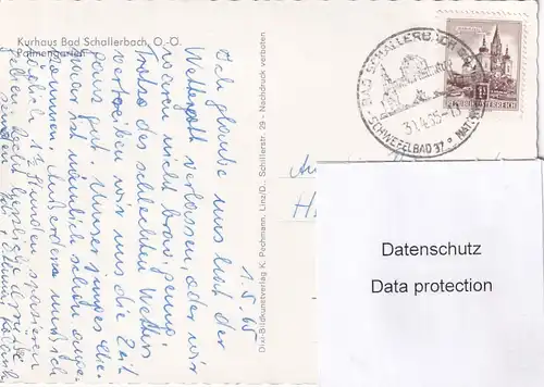 3649 - Österreich - Oberösterreich , Bad Schallerbach , Kurhaus , Palmengarten - gelaufen 1965