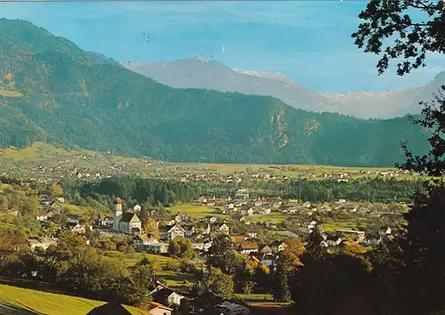 3657 - Österreich - Vorarlberg , Thüringen mit Ludesch gegen Davennakopf und Montafoner Berge - gelaufen 1976