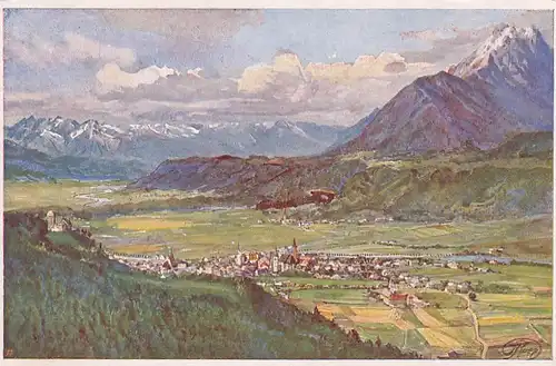 3669 - Österreich - Tirol , Schwaz , Künstlerkarte , signiert - gelaufen 1920