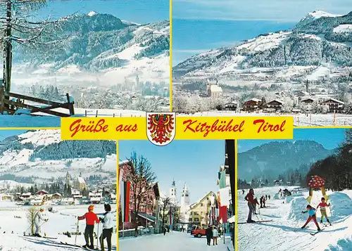 3673 - Österreich - Tirol , Kitzbühel , Hahnenkamm , Horn , Mehrbildkarte - gelaufen 1977