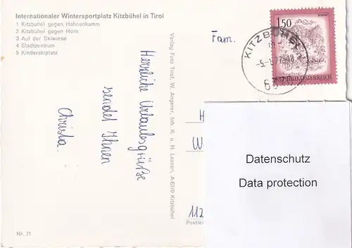 3673 - Österreich - Tirol , Kitzbühel , Hahnenkamm , Horn , Mehrbildkarte - gelaufen 1977