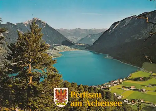 3678 - Österreich - Tirol , Pertisau am Achensee , Blick vom Seeberg gegen Pertisau Maurach , Ebner Joch , Zillertaler Alpen - gelaufen 1982