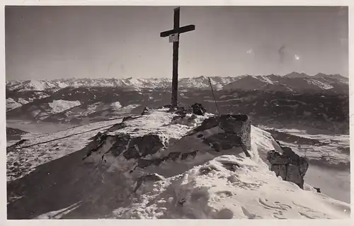 3684 - Österreich - Tirol , Innsbruck , Nordkettenbahn , Hafelekar Gipfel , Gipfelkreuz - gelaufen 1933
