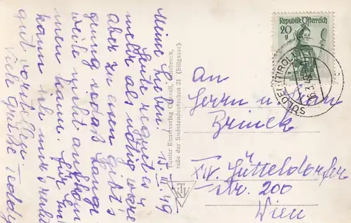 3690 - Österreich - Tirol , Sölden , Hotel Post , Gasthof - gelaufen 1949