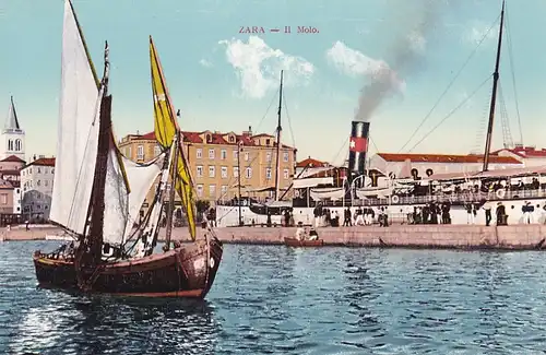 3692 - Kroatien - Zara , Il Molo , Segelboot , Dampfer - gelaufen