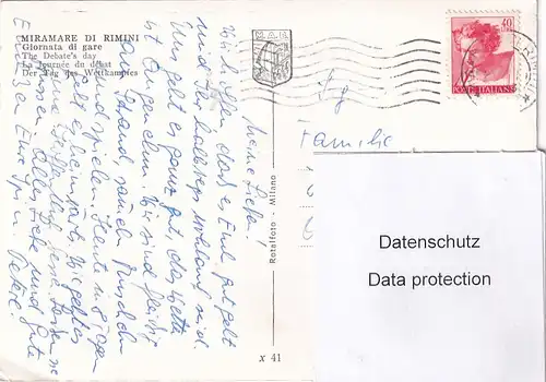 3705 - Italien - Miramamare di Rimini , Giornata di gare , der Tag des Wettkampfes , Segelboot - gelaufen