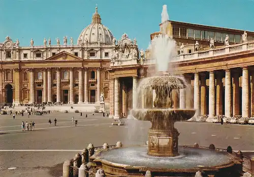 3710 - Italien - Roma , Rom , Basilica di S. Pietro , Fontana del Bernini , Brunnen , Nachgebührstempel (Wien) - gelaufen 1980