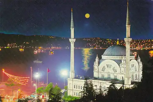 3721 - Türkei - Istanbul , Dolmabahce camii ve Bogaz , Moschee und Bosphorus - gelaufen 1989