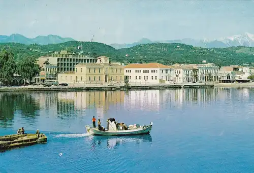 3731 - Griechenland - Gythion , Teil Ansicht , Fischerboot - gelaufen 1988