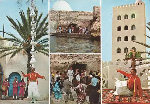 3733 - Tunesien - Monastir , Folklore , Mehrbildkarte - gelaufen 1986