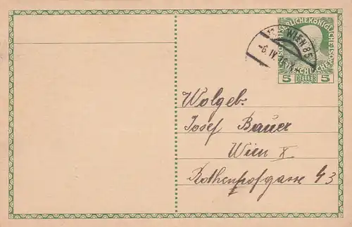 3752 - Österreich - Ganzsache , Wien , Bestellung Seifenfabrik , Marie Neudert vorm. Ant. Kubitschek - gelaufen 1916
