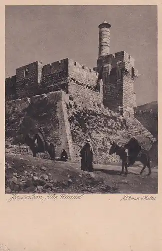 3764 - Israel - Jerusalem , The Citadel , Teilansicht der Davidsburg , J. Benor Kalter - gelaufen 1930