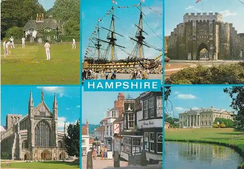 3765 - Großbritanien - Hampshire , Lyndhust , Winchester , Lymington , Southampton , Mehrbildkarte - gelaufen 1986