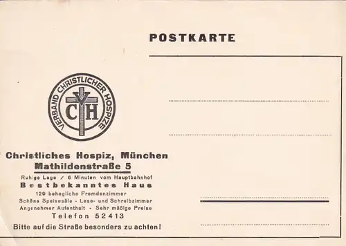 3776 - Deutschland - München , Postkarte des Christlichen Hospiz - nicht gelaufen