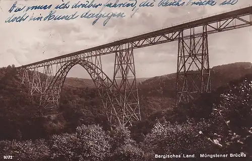 3780 - Deutschland - Bergisches Land , Müngstener Brücke - gelaufen 1930