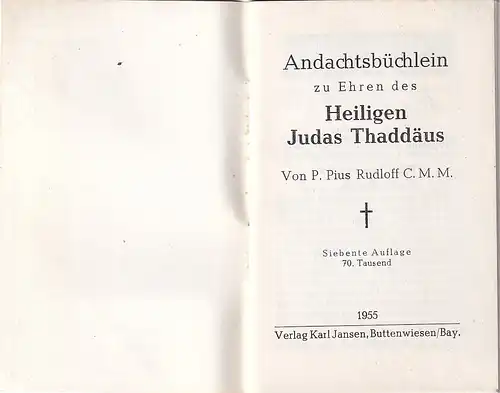 3806 -  - Andachtsbüchlein zu Ehren des heiligen Judas Thaddäus -  1955