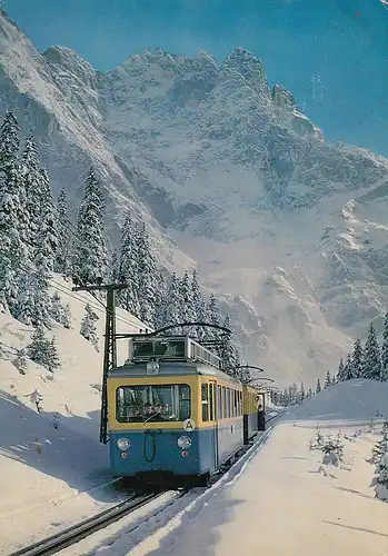 3815 - Deutschland - Bayerische Zugspitzbahn gegen Zugspitzgipfel , Bahn - gelaufen 1974