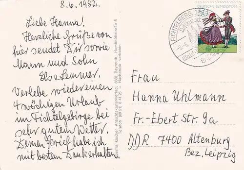 3821 - Deutschland - Bayreuth , Schloss Eremitage - gelaufen 1982