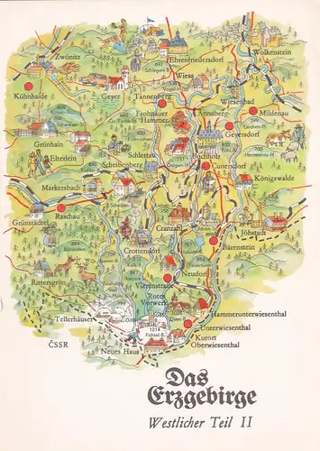 3855 - Deutschland - Das Erzgebirge , Lauter , westlicher Teil 2 , Übersichtskarte - nicht gelaufen