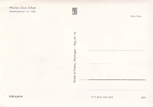 3867 - Deutschland - Erfurt , Marien Dom , Apostelportal um 1330 - nicht gelaufen