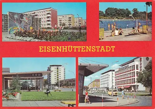 3871 - Deutschland - Eisenhüttenstadt , 6. Wohnkomplex am Fröbelring , Schwimmbad , Leninhalle , Straße der Republik - nicht gelaufen