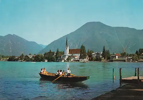 3883 - Deutschland - Rottach Egern am Tegernsee gegen Bodenschneid und Wallberg , Ruderboot - nicht gelaufen