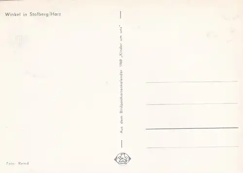 3886 - Deutschland - Winkel in Stolberg , Harz - nicht gelaufen 1969