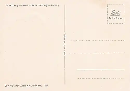 3896 - Deutschland - Würzburg , Löwenbrücke mit Festung Marienberg - nicht gelaufen